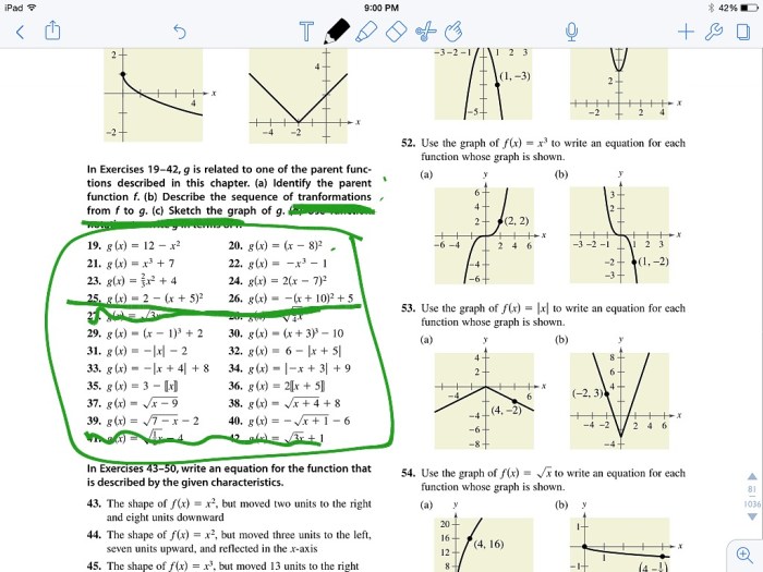 Functions unit homework transformations parent their answers per date name solved