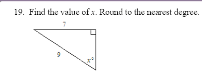 Find the value of x. round to the nearest degree